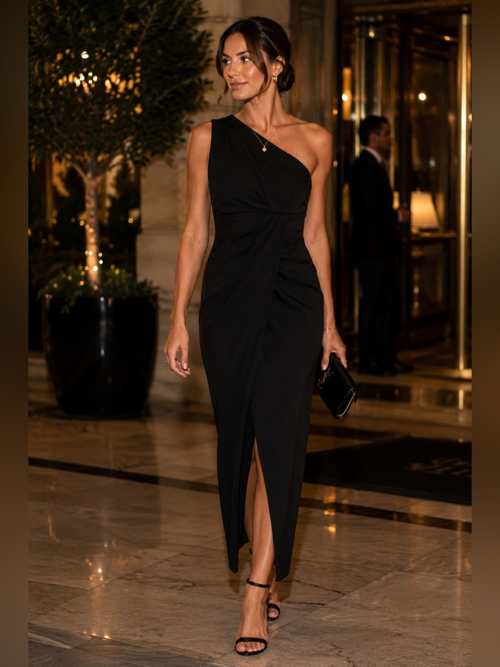 Calvin Klein Black One Shoulder Dress 4 Wedding Guest Cocktail Gala